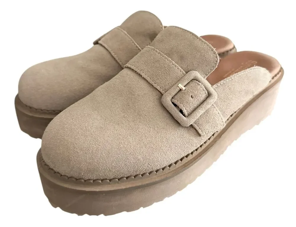 Seychelles Come Together II Platform Mule Sand Tan Suede 9.5 Excellent
